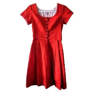 Vintage Bavarian 70's Wendelstein Dirndl Red Dress Oktoberfest German 38 XS/S